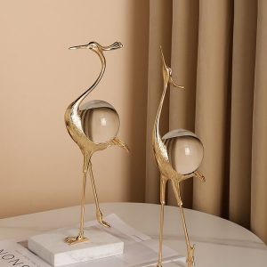 Đồ trang trí chim hạc quả cầu pha lê CD950