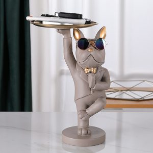 Tượng decor chó nhỏ bưng khay CD440