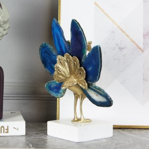 Đồ để bàn tượng chim công bằng đá mã não đẹp CD76