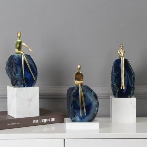 Đồ để bàn bộ 3 đá trừu tượng trang trí kệ tivi CD70