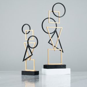 Decor phòng khách mẫu hình học trang trí kệ sách CD225