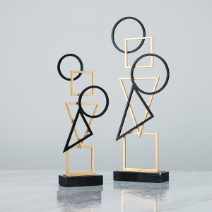 Decor phòng khách mẫu hình học trang trí kệ sách CD225