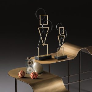 Decor phòng khách mẫu hình học trang trí kệ sách CD225