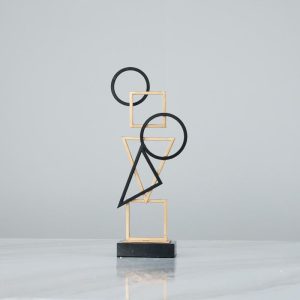 Decor phòng khách mẫu hình học trang trí kệ sách CD225