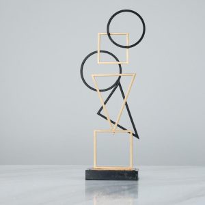 Decor phòng khách mẫu hình học trang trí kệ sách CD225