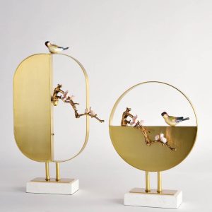 Mô hình chim vàng anh đậu cành đào trang trí lạ mắt CD192