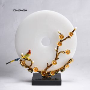 Chim khuyên đậu cành mai đồng điếu ngọc sang trọng CD187