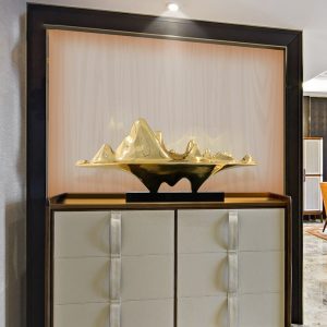 Tượng decor hòn non bộ mạ điện bày quầy lễ tân, sảnh khách sạn CD700