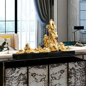 Tượng decor hòn non bộ mạ điện trang trí khách sạn biệt thự CD595