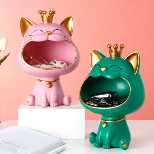 Tượng decor mèo há miệng CD455