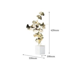 Decor phòng khách lá bạch quả mạ vàng CD265