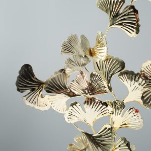 Decor phòng khách lá bạch quả mạ vàng CD265