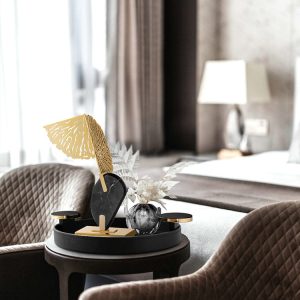 Decor phòng khách mô hình lá sen kim loại mẫu mới nhất 2023 CD237