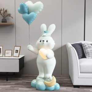 Tượng decor thỏ bunny ôm đèn led CD873