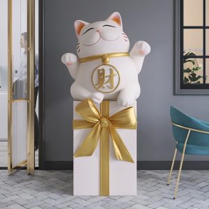 Tượng decor mèo may mắn để sàn CD822