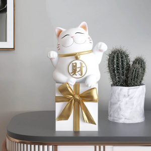 Tượng decor mèo may mắn để sàn CD822