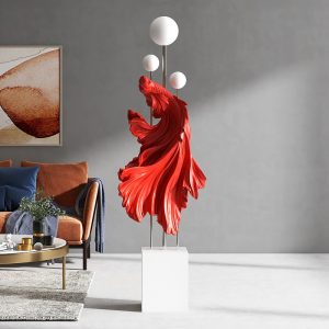 Tượng decor mô hình cá Betta để sàn trang trí phòng đẹp mắt CD353