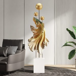 Tượng decor mô hình cá Betta để sàn trang trí phòng đẹp mắt CD353