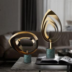 Decor phòng khách mẫu lá kim loại đơn giản để bàn CD228