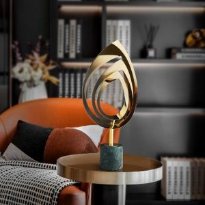 Decor phòng khách mẫu lá kim loại đơn giản để bàn CD228