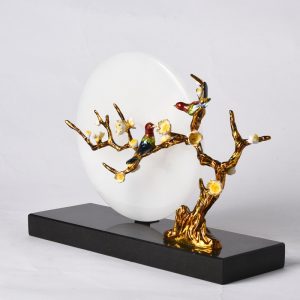 Đồ để bàn đôi chim uyên ương đồng điếu ngọc trang trí phòng khách CD194