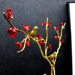 Decor phòng khách hoa mai đỏ CD519