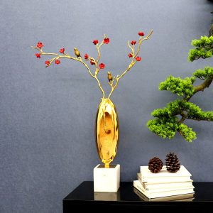 Decor phòng khách hoa mai đỏ CD519