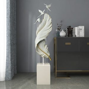 Tượng decor mô hình chiếc lông vũ lớn để sàn đẹp mắt CD416