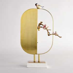 Mô hình chim vàng anh đậu cành đào trang trí lạ mắt CD192