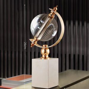 Đồ để bàn mô hình quả địa cầu pha lê đế đá CD51