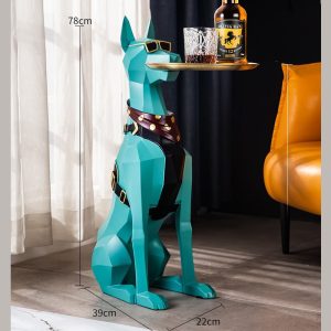 Tượng decor chó kết hợp khay trang trí phòng khách độc đáo CD420