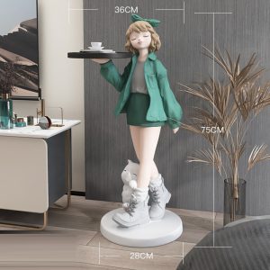 Tượng decor cô gái bồi bàn trang trí phòng khách CD445