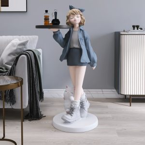 Tượng decor cô gái bồi bàn trang trí phòng khách CD445