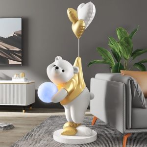 Tượng decor gấu béo ôm đèn led CD872