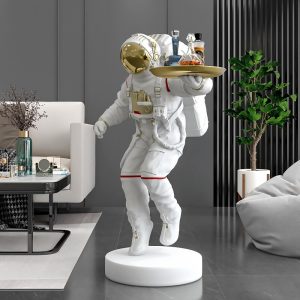 Tượng decor trang trí phi hành gia bưng khay độc đáo CD419