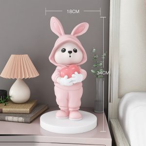 Tượng thỏ ôm trái tim hồng CD1309