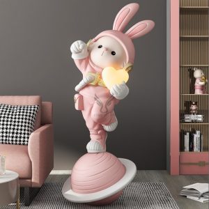 Thỏ đứng trên hành tinh trang trí phòng khách CD1259