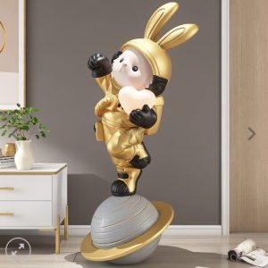 Thỏ đứng trên hành tinh trang trí phòng khách CD1259