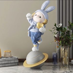 Thỏ đứng trên hành tinh trang trí phòng khách CD1259